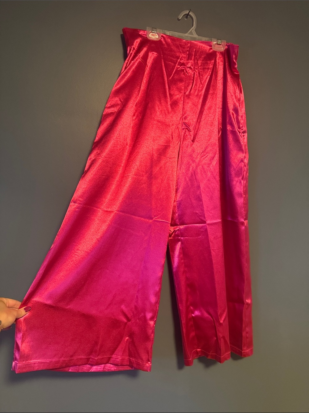 Rebdolls Hot Pink Wide-Leg Satin Pants